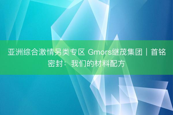 亚洲综合激情另类专区 Gmors继茂集团｜首铭密封：我们的材料配方