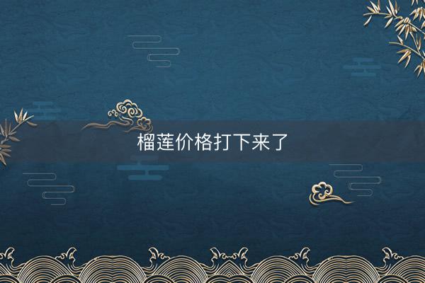 榴莲价格打下来了