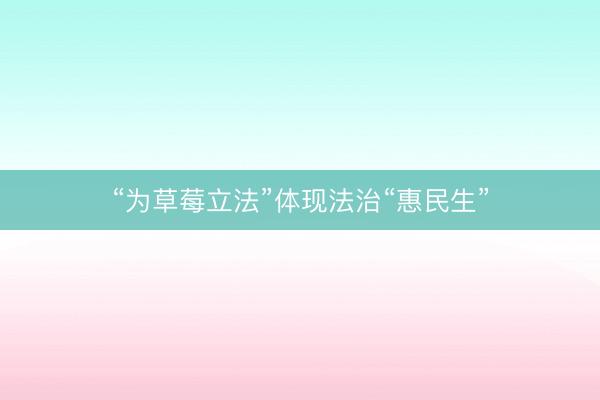 “为草莓立法”体现法治“惠民生”