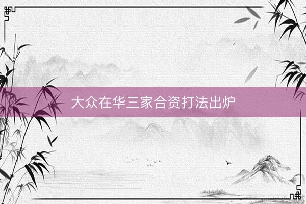大众在华三家合资打法出炉