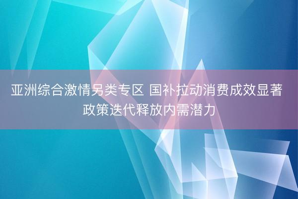 亚洲综合激情另类专区 国补拉动消费成效显著 政策迭代释放内需潜力