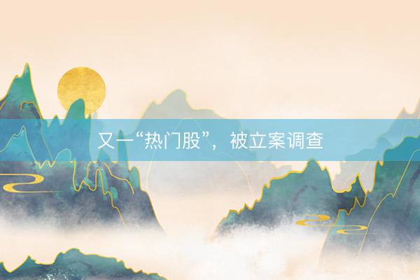 又一“热门股”，被立案调查