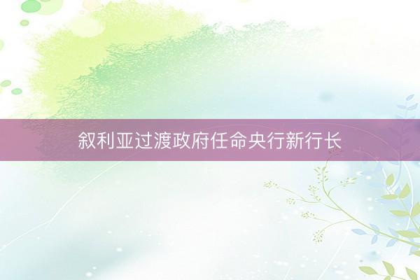 叙利亚过渡政府任命央行新行长