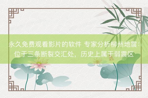 永久免费观看影片的软件 专家分析柳州地震：位于三条断裂交汇处，历史上属于弱震区