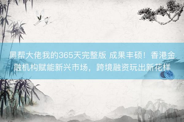黑帮大佬我的365天完整版 成果丰硕！香港金融机构赋能新兴市场，跨境融资玩出新花样