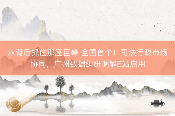 从背后抓住那座巨峰 全国首个！司法行政市场协同，广州数据纠纷调解E站启用