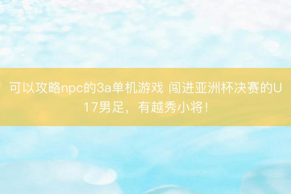 可以攻略npc的3a单机游戏 闯进亚洲杯决赛的U17男足，有越秀小将！