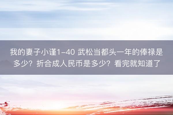 我的妻子小谨1-40 武松当都头一年的俸禄是多少？折合成人民币是多少？看完就知道了
