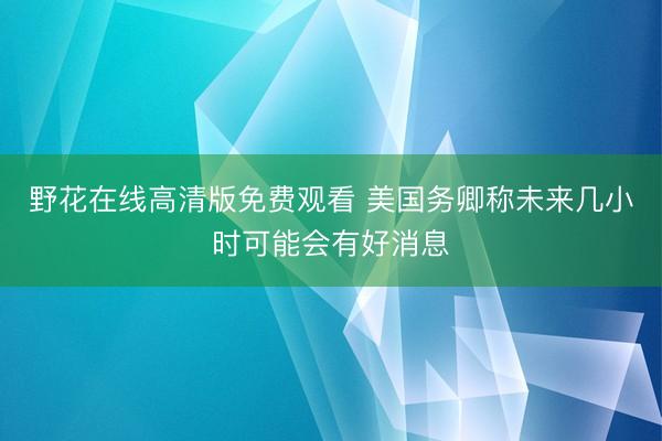 野花在线高清版免费观看 美国务卿称未来几小时可能会有好消息