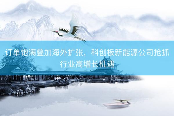 订单饱满叠加海外扩张，科创板新能源公司抢抓行业高增长机遇