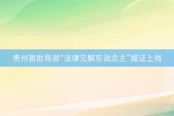 贵州首批导游“法律见解东说念主”握证上岗