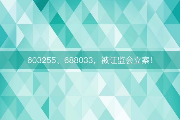 603255、688033，被证监会立案！