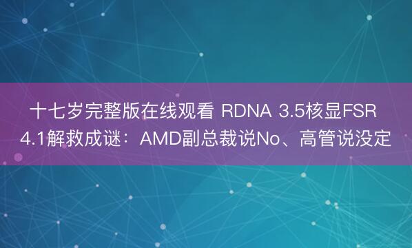 十七岁完整版在线观看 RDNA 3.5核显FSR 4.1解救成谜：AMD副总裁说No、高管说没定