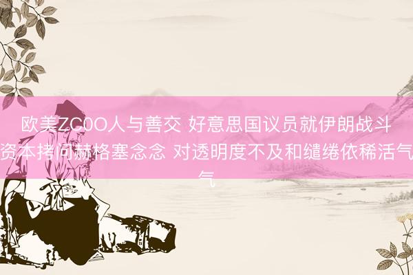 欧美ZC0O人与善交 好意思国议员就伊朗战斗资本拷问赫格塞念念 对透明度不及和缱绻依稀活气