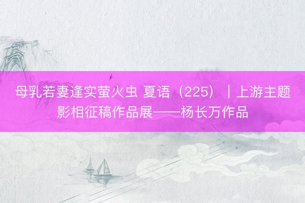 母乳若妻逢实萤火虫 夏语（225）｜上游主题影相征稿作品展——杨长万作品