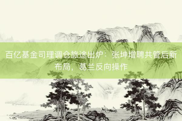 百亿基金司理调仓旅途出炉：张坤增聘共管后新布局，葛兰反向操作