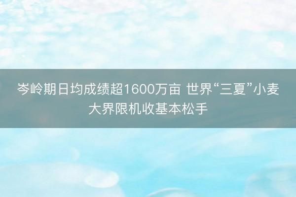 岑岭期日均成绩超1600万亩 世界“三夏”小麦大界限机收基本松手