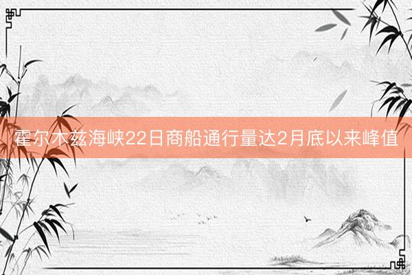 霍尔木兹海峡22日商船通行量达2月底以来峰值